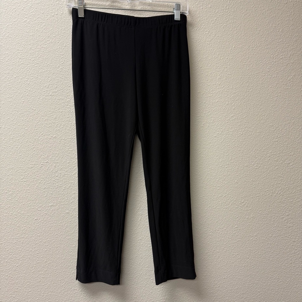 Clara Sun Woo Black Pull On Stretch Knit Crop Pants USA M Chic Soft - Picture 2 of 6